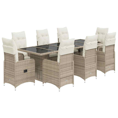 Set da Bistrò da Giardino 9 pz con Cuscini Beige in Polyrattan | homemem39