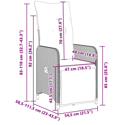 Set Bistrò da Giardino 11 pz con Cuscini in Polyrattan Beige - homemem39