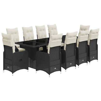 Set da Bistrò da Giardino 11 pz con Cuscini Nero in Polyrattan | homemem39
