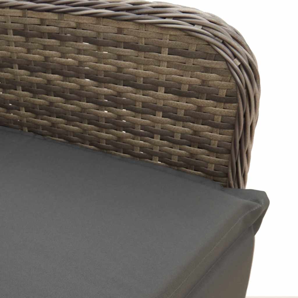 Set Bistrò da Giardino 11 pz con Cuscini in Polyrattan Grigio