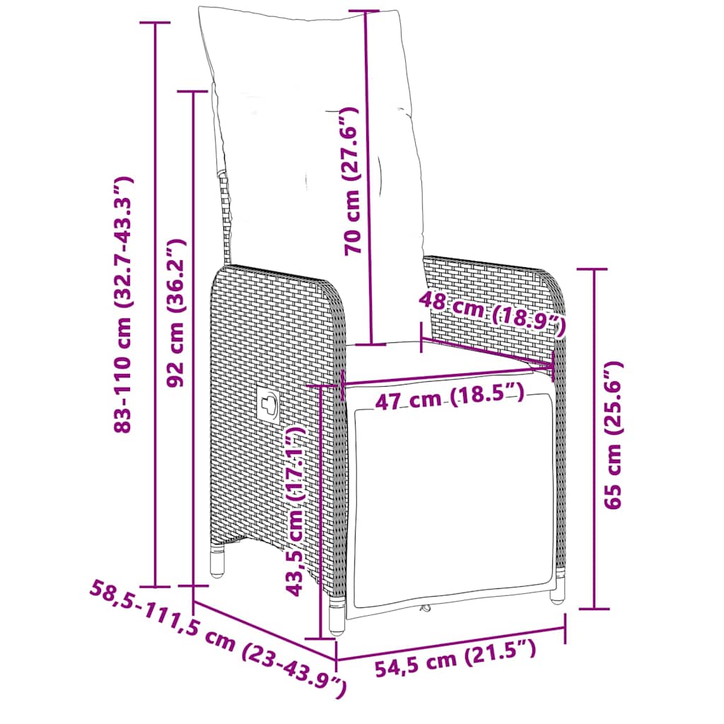 Set Bistrò da Giardino 11 pz con Cuscini in Polyrattan Marrone - homemem39