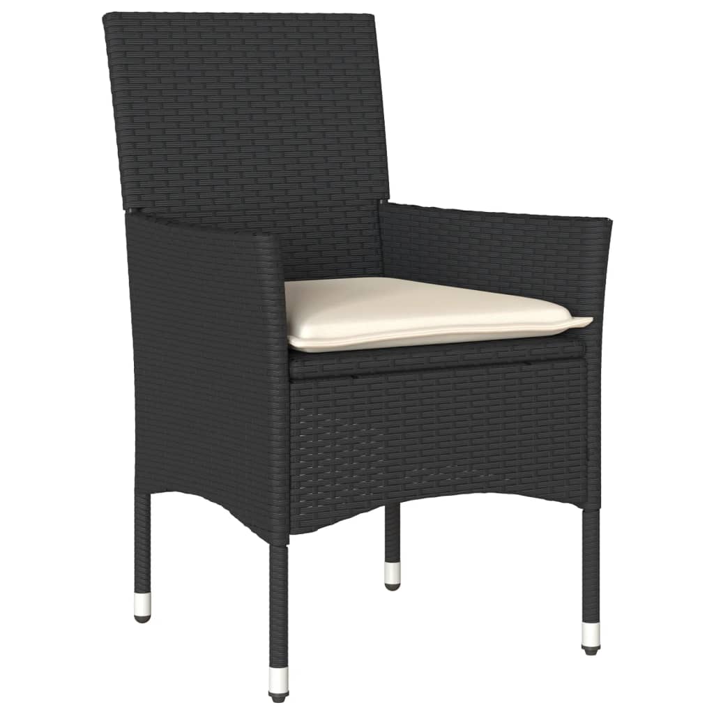 Set da Pranzo da Giardino 3 pz con Cuscini Polyrattan e Vetro | homemem39