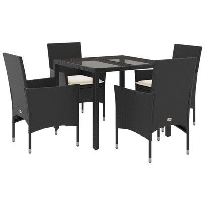 Set da Pranzo da Giardino con Cuscini 5 pz Polyrattan e Vetro - homemem39