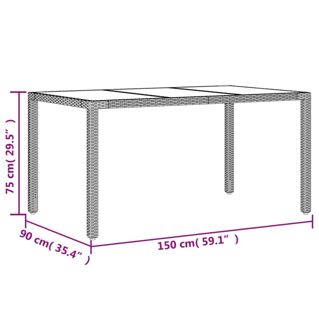 Set da Pranzo da Giardino con Cuscini 5 pz Polyrattan e Vetro | homemem39