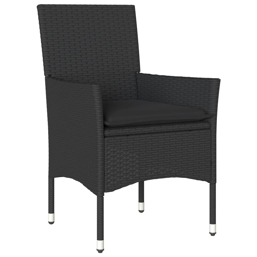 Set da Pranzo da Giardino 3 pz con Cuscini Polyrattan e Vetro | homemem39