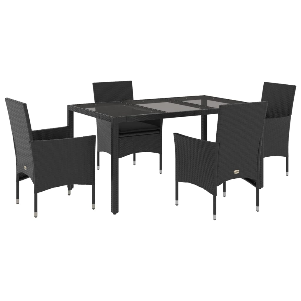 Set da Pranzo da Giardino con Cuscini 5 pz Polyrattan e Vetro - homemem39