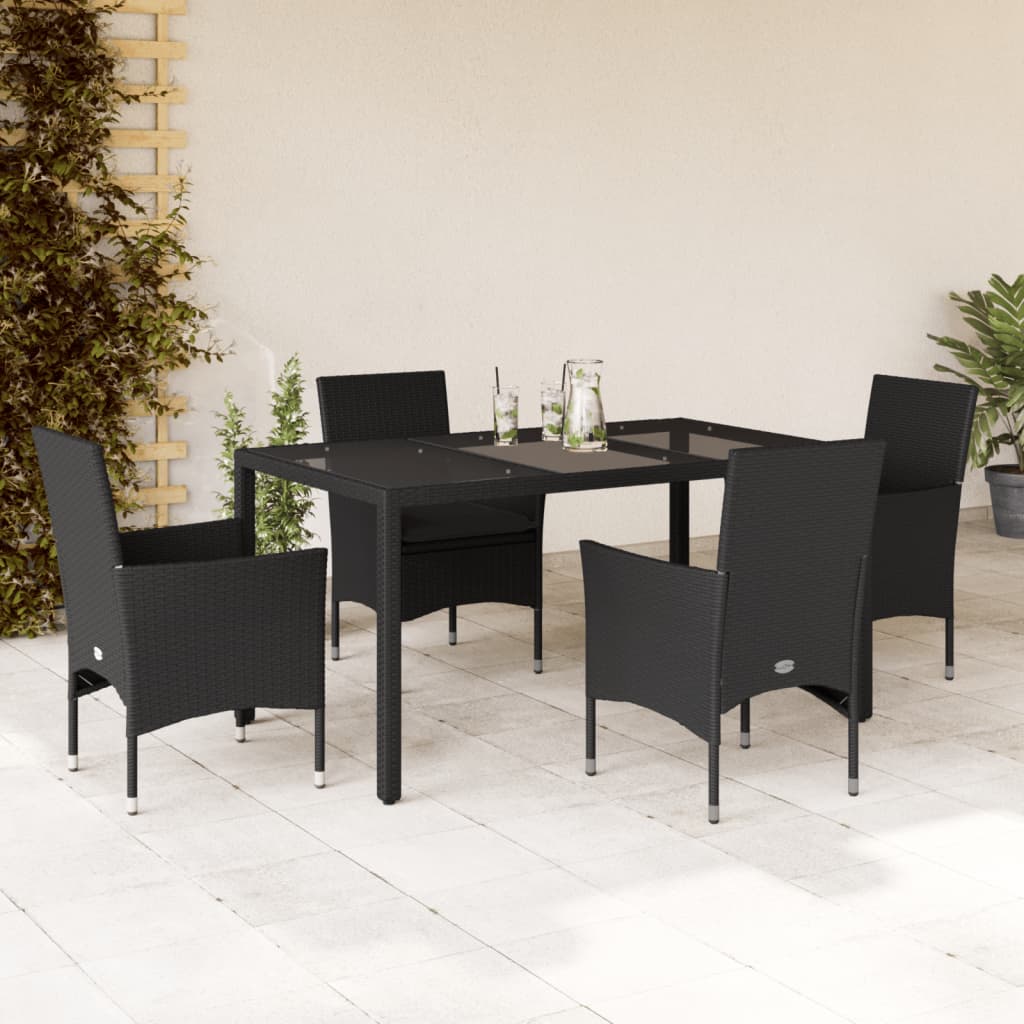 Set da Pranzo da Giardino con Cuscini 5 pz Polyrattan e Vetro - homemem39