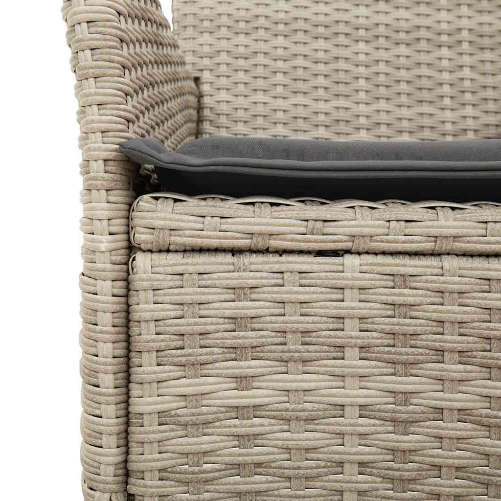 Set Pranzo Giardino 7 pz Cuscini Grigio Chiaro Polyrattan Vetro | homemem39