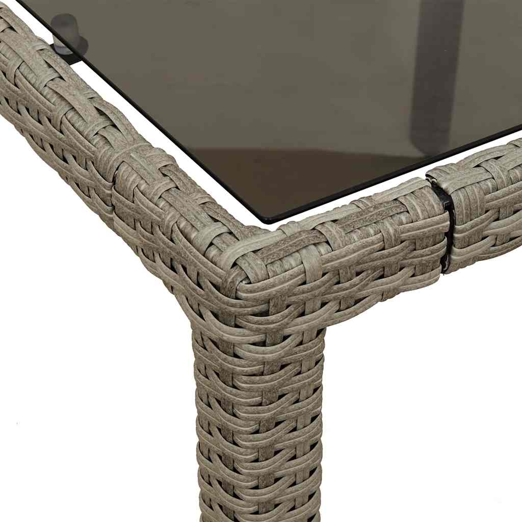 Set Pranzo Giardino 7 pz Cuscini Grigio Chiaro Polyrattan Vetro | homemem39