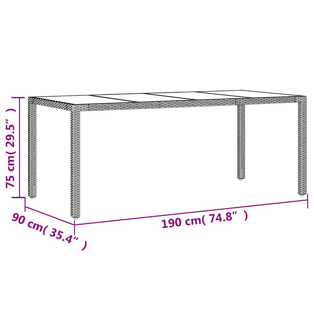 Set Pranzo Giardino 7 pz Cuscini Grigio Chiaro Polyrattan Vetro | homemem39