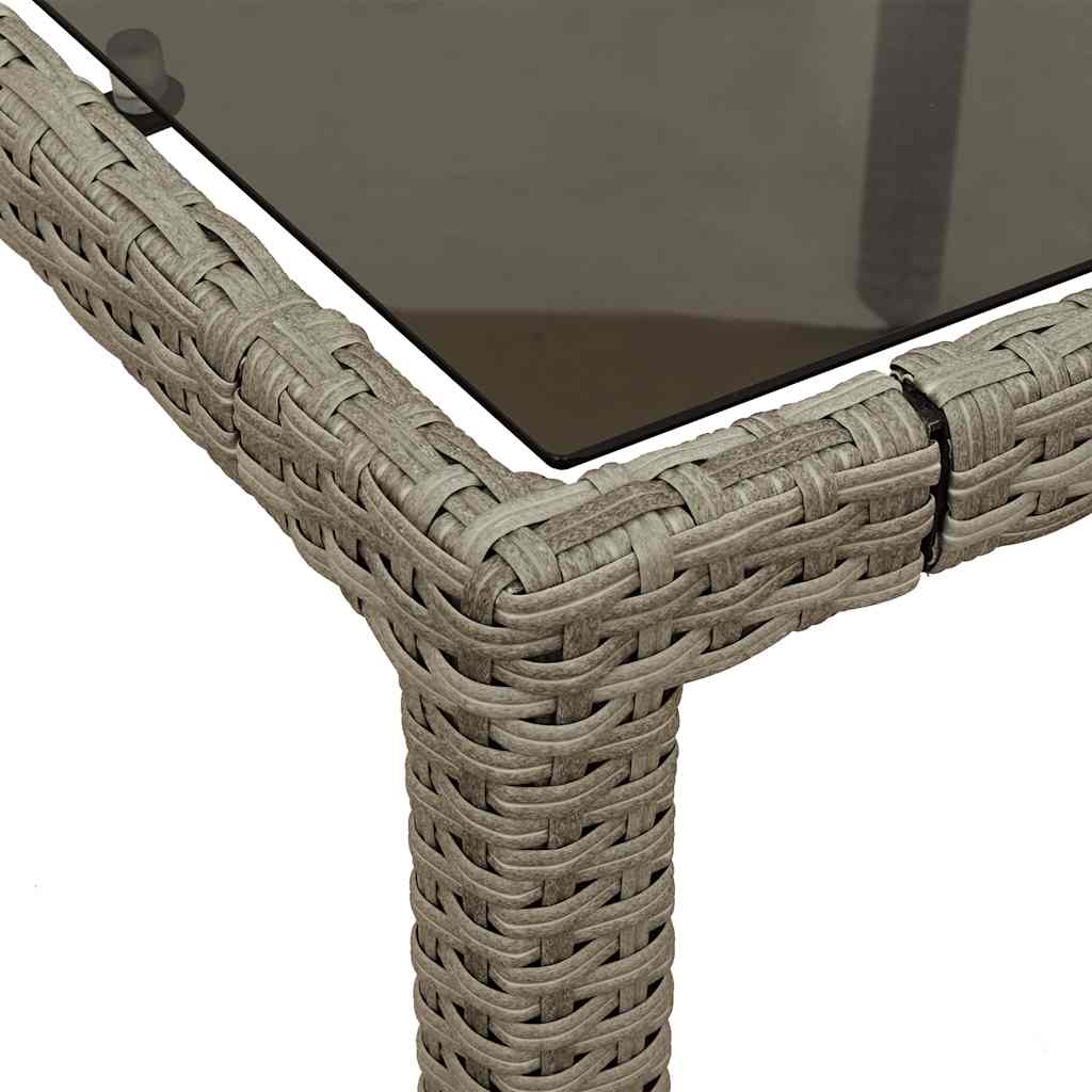 Set Pranzo Giardino 9 pz Cuscini Grigio Chiaro Polyrattan Vetro | homemem39