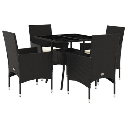 Set da Pranzo da Giardino con Cuscini 5 pz Polyrattan e Vetro | homemem39
