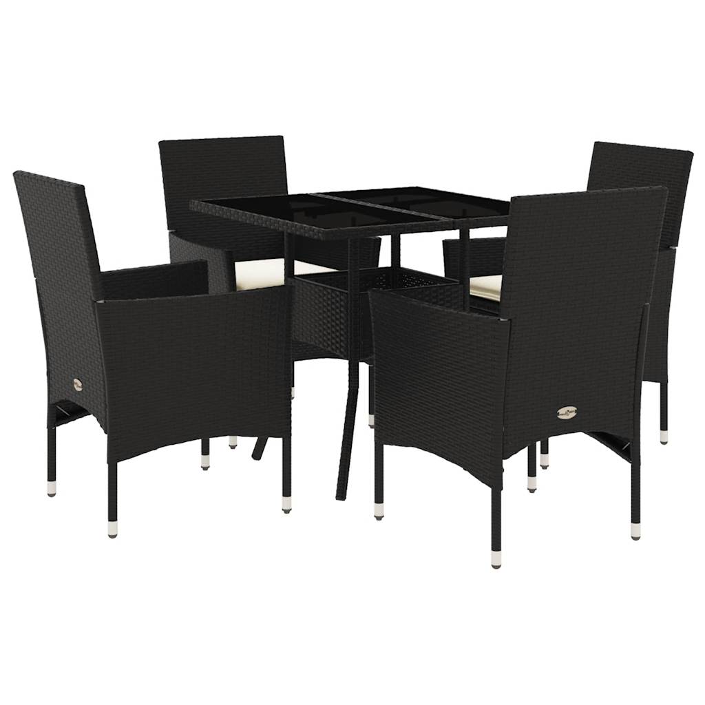 Set da Pranzo da Giardino con Cuscini 5 pz Polyrattan e Vetro - homemem39