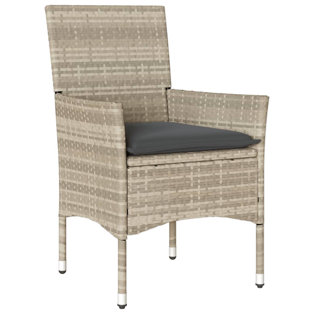 Set Pranzo da Giardino 3pz con Cuscini Polyrattan e Vetro | homemem39