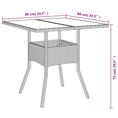 Set Pranzo da Giardino 5pz con Cuscini Polyrattan e Vetro | homemem39