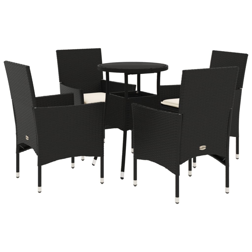 Set da Pranzo da Giardino con Cuscini 5 pz Polyrattan e Vetro | homemem39