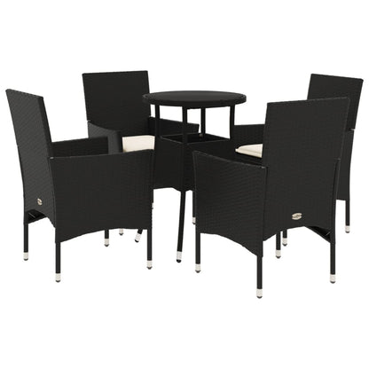 Set da Pranzo da Giardino con Cuscini 5 pz Polyrattan e Vetro | homemem39
