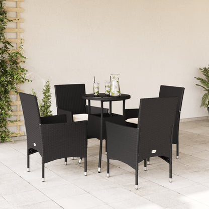 Set da Pranzo da Giardino con Cuscini 5 pz Polyrattan e Vetro | homemem39