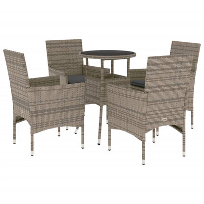 Set da Pranzo da Giardino 5 pz con Cuscini Polyrattan e Vetro - homemem39