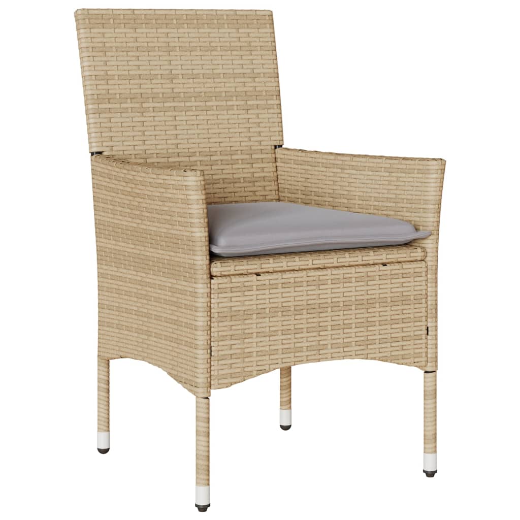 Set da Pranzo da Giardino 5 pz con Cuscini Polyrattan e Vetro | homemem39