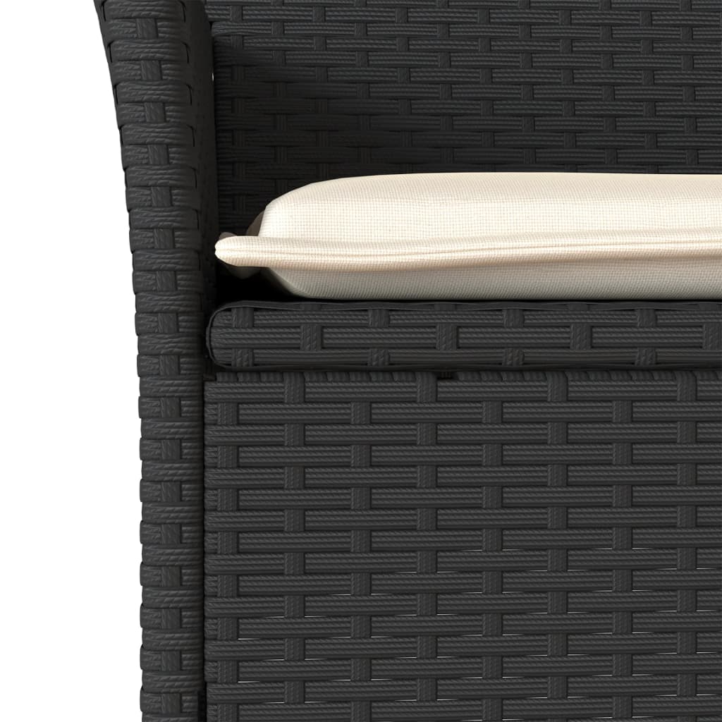 Set Pranzo da Giardino 7 pz Nero con Cuscini Polyrattan Acacia | homemem39