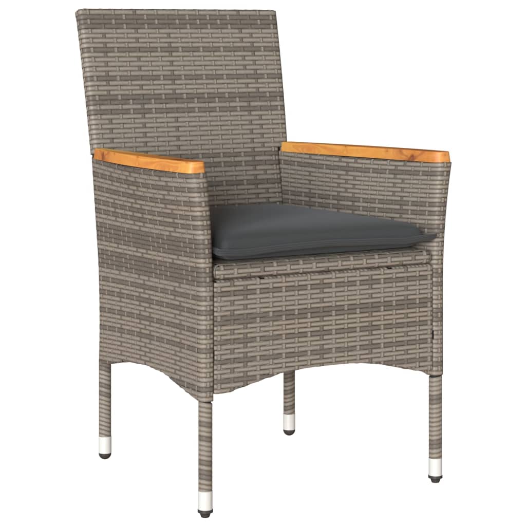 Set Pranzo da Giardino 9pz con Cuscini Polyrattan Acacia Grigio | homemem39