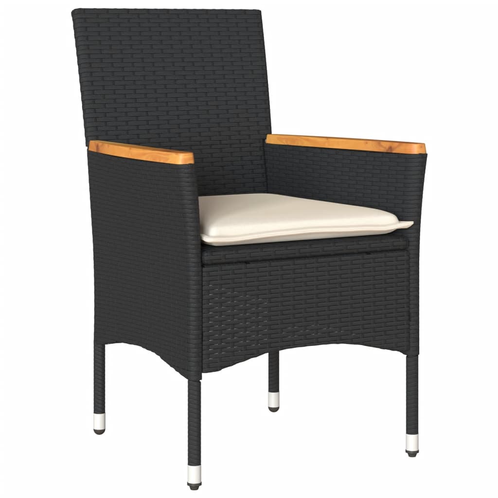 Set da Pranzo da Giardino 3 pz con Cuscini Polyrattan e Vetro | homemem39