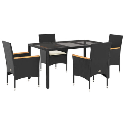 Set da Pranzo da Giardino con Cuscini 5 pz Polyrattan e Vetro | homemem39