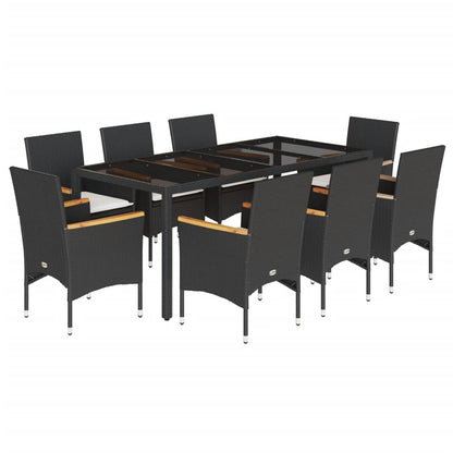 Set da Pranzo da Giardino 9 pz con Cuscini Polyrattan e Vetro | homemem39