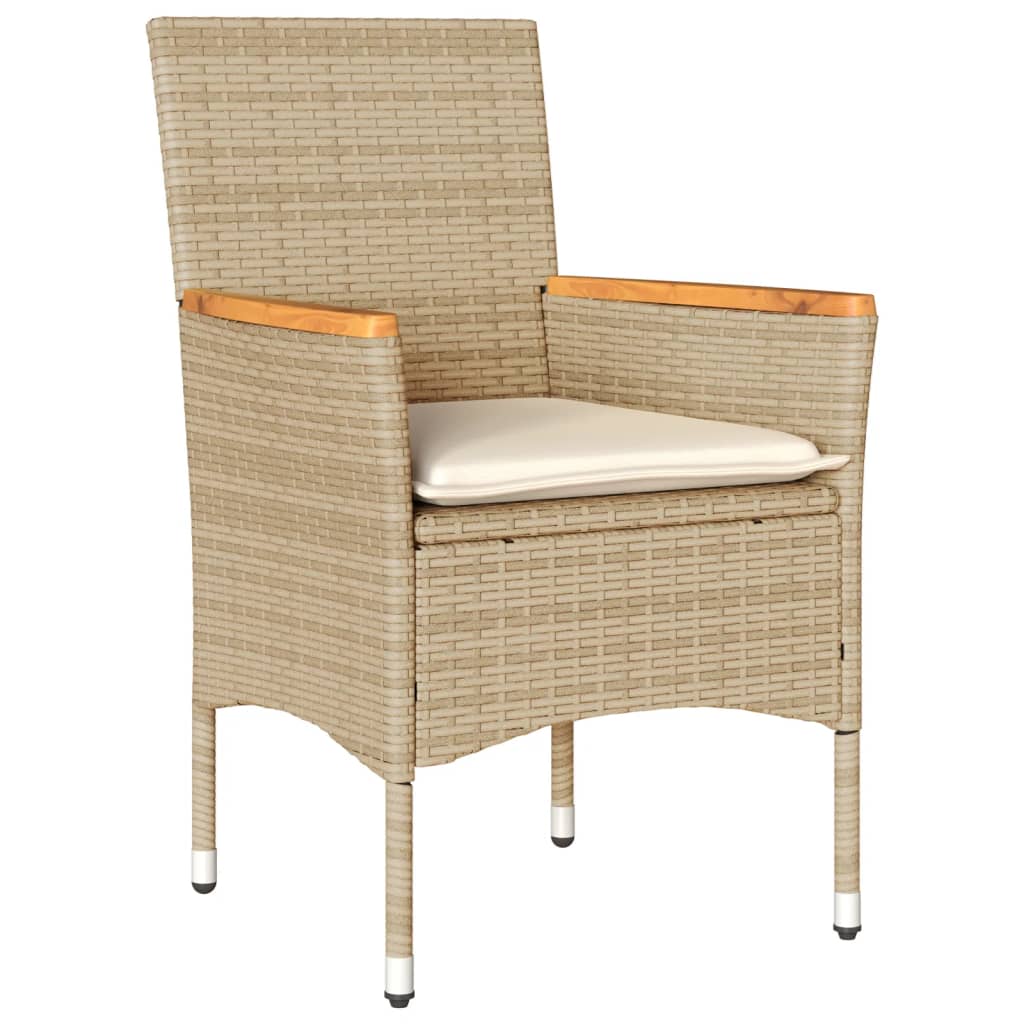 Set da Pranzo da Giardino 5 pz con Cuscini Polyrattan e Vetro | homemem39