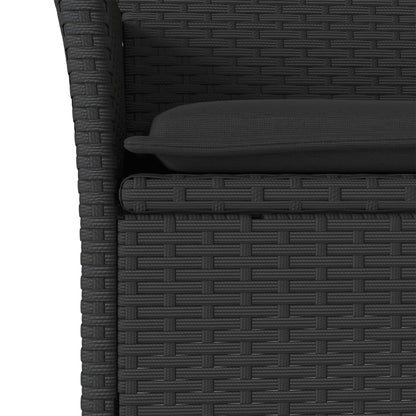 Set Pranzo da Giardino 5 pz con Cuscini Nero Polyrattan Acacia | homemem39