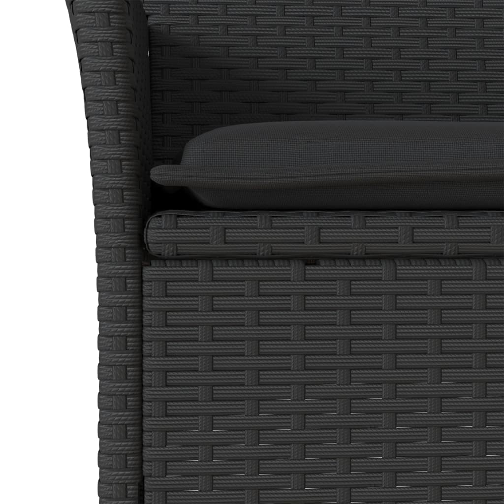 Set Pranzo da Giardino 7 pz Nero con Cuscini Polyrattan Acacia | homemem39