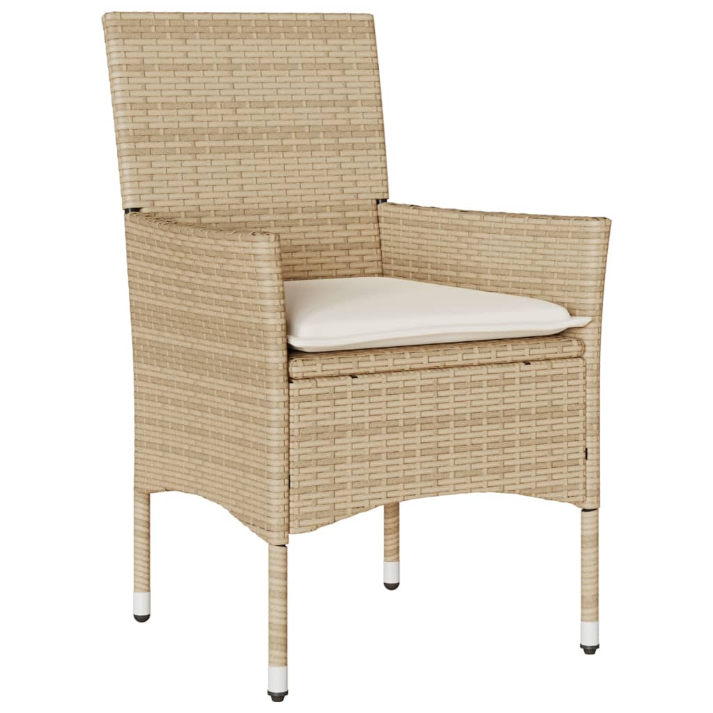 Set Pranzo da Giardino 5 pz con Cuscini Beige Polyrattan Acacia - homemem39