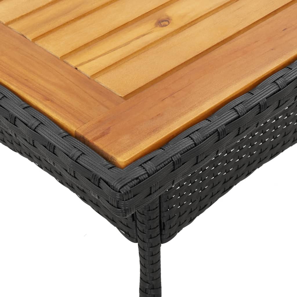 Set Pranzo da Giardino 3 pz con Cuscini Nero Polyrattan Acacia - homemem39