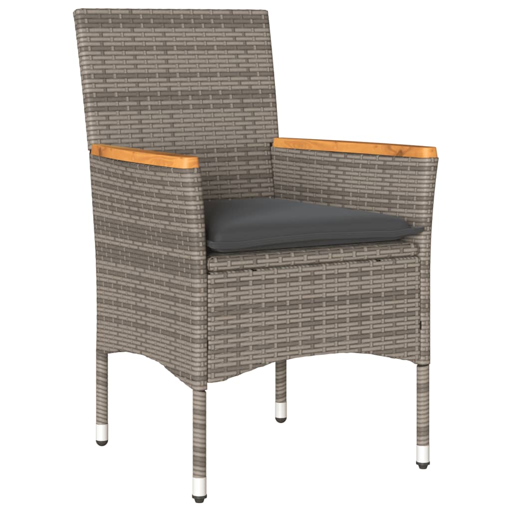 Set Pranzo Giardino 5 pz con Cuscini Grigio Polyrattan Acacia | homemem39