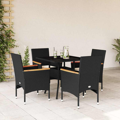 Set da Pranzo da Giardino con Cuscini 5 pz Polyrattan e Vetro | homemem39