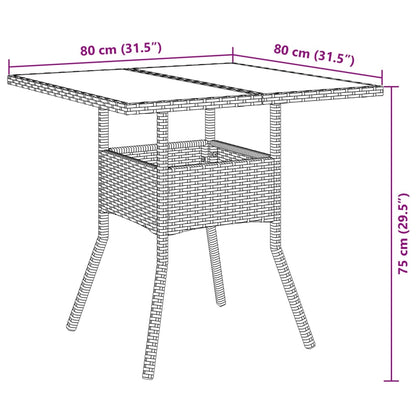 Set da Pranzo da Giardino 5 pz con Cuscini Polyrattan e Vetro