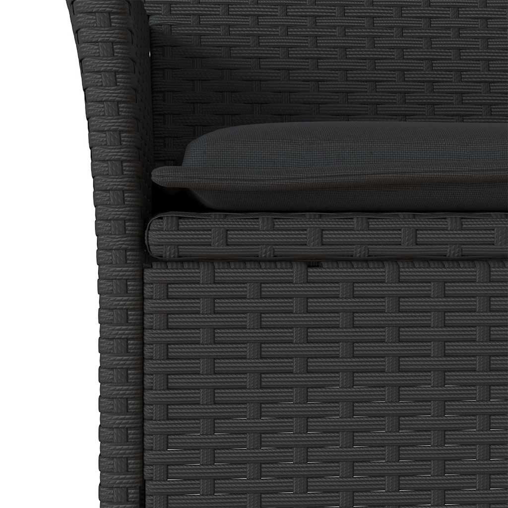 Set Pranzo da Giardino 5 pz con Cuscini Nero Polyrattan Acacia | homemem39