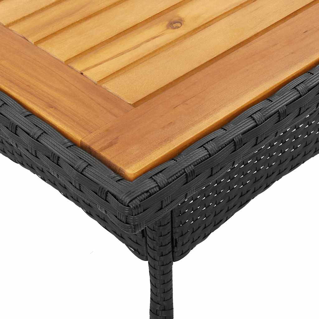 Set Pranzo da Giardino 5 pz con Cuscini Nero Polyrattan Acacia | homemem39