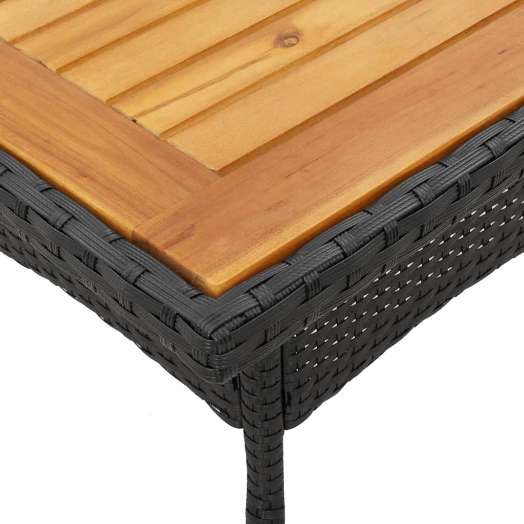 Set Pranzo da Giardino 5 pz con Cuscini Nero Polyrattan Acacia - homemem39