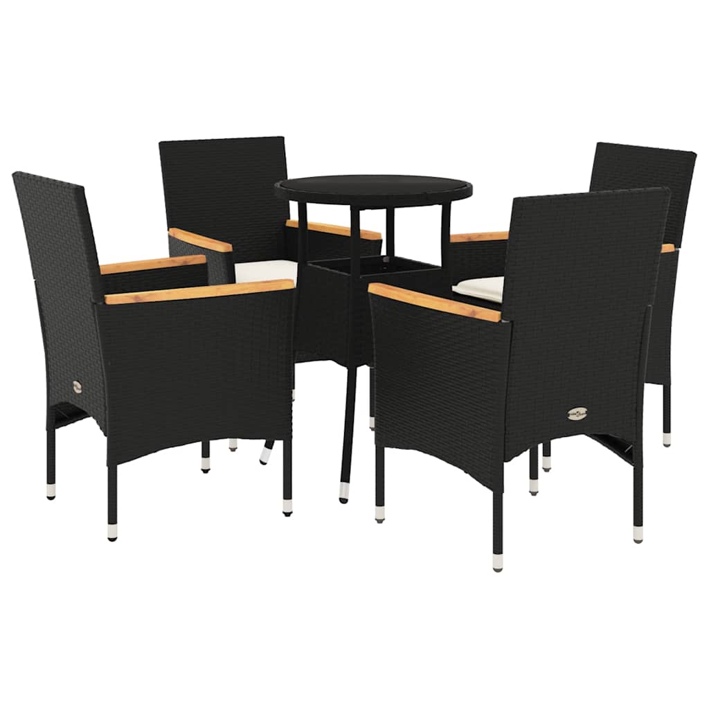 Set da Pranzo da Giardino con Cuscini 5 pz Polyrattan e Vetro | homemem39