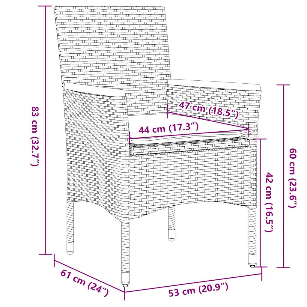 Set da Pranzo da Giardino con Cuscini 5 pz Polyrattan e Vetro | homemem39