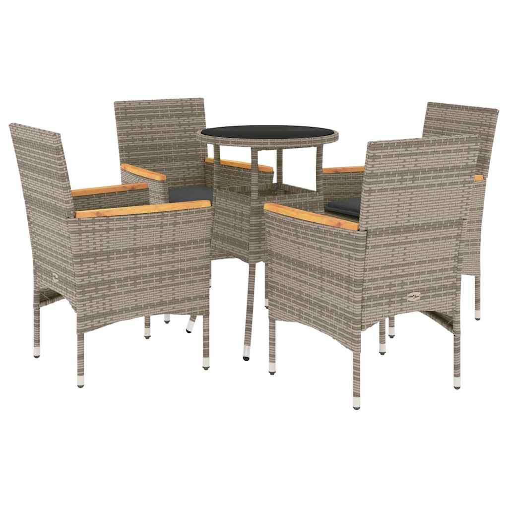 Set da Pranzo da Giardino 5 pz con Cuscini Polyrattan e Vetro - homemem39