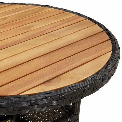 Set Pranzo da Giardino 5 pz con Cuscini Nero Polyrattan Acacia | homemem39