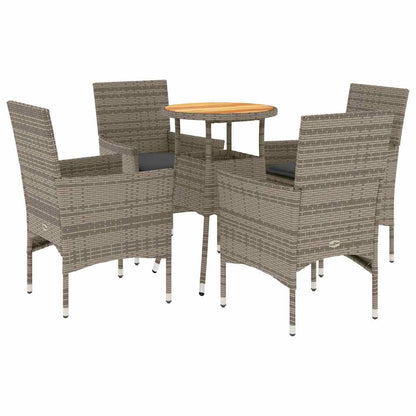 Set Pranzo Giardino 5 pz con Cuscini Grigio Polyrattan Acacia - homemem39