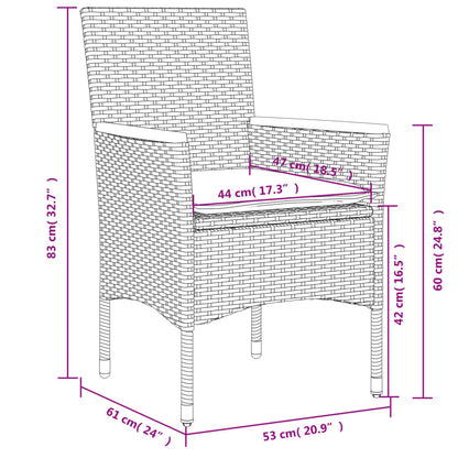 Set da Pranzo da Giardino 9 pz con Cuscini Polyrattan e Vetro | homemem39