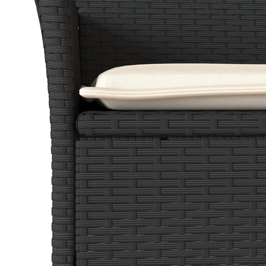 Set da Bistrò 3 pz con Cuscini Nero Polyrattan e Vetro | homemem39