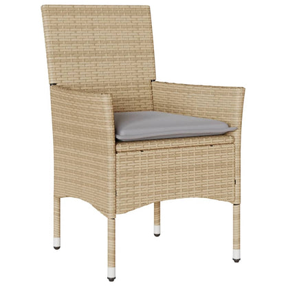 Set da Bistrò 3 pz con Cuscini Beige Polyrattan e Vetro | homemem39