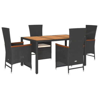 Set da Pranzo da Giardino 5 pz Nero con Cuscini in Polyrattan | homemem39