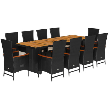 Set da Pranzo da Giardino 11 pz con Cuscini in Polyrattan Nero | homemem39
